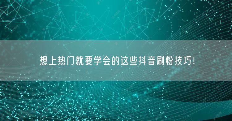 想上热门就要学会的这些抖音刷粉技巧！