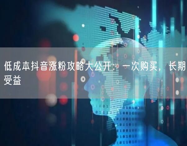 低成本抖音涨粉攻略大公开:一次购买,长期受益