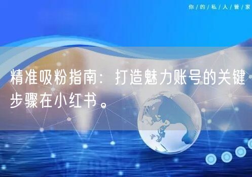 精准吸粉指南:打造魅力账号的关键步骤在小红书。