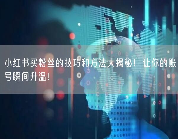 小红书买粉丝的技巧和方法大揭秘!让你的账号瞬间升温!