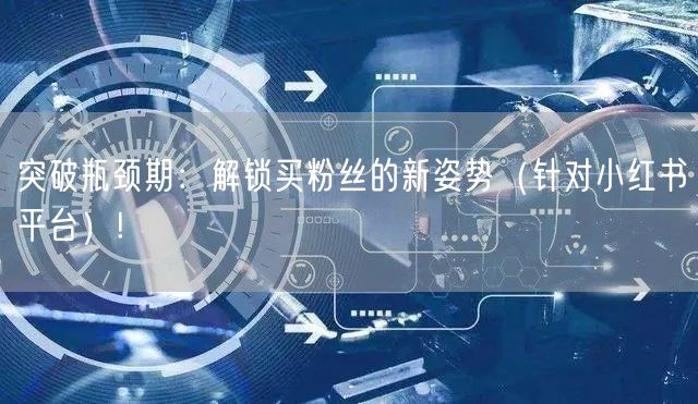 突破瓶颈期:解锁买粉丝的新姿势(针对小红书平台)!