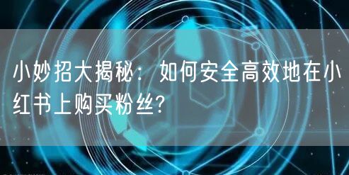 小妙招大揭秘:如何安全高效地在小红书上购买粉丝?