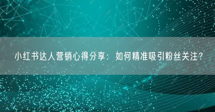 小红书达人营销心得分享:如何精准吸引粉丝关注?