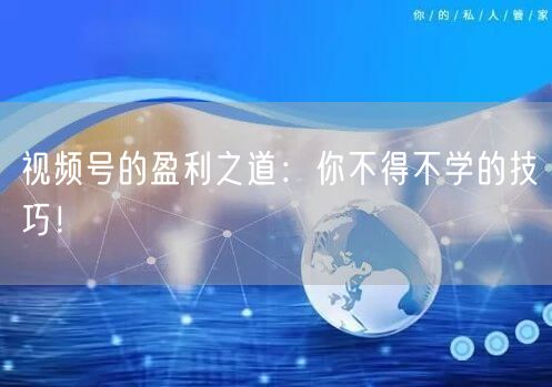 视频号的盈利之道:你不得不学的技巧!