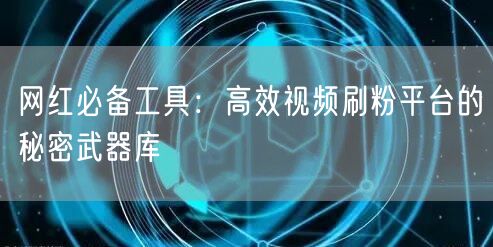 网红必备工具:高效视频刷粉平台的秘密武器库