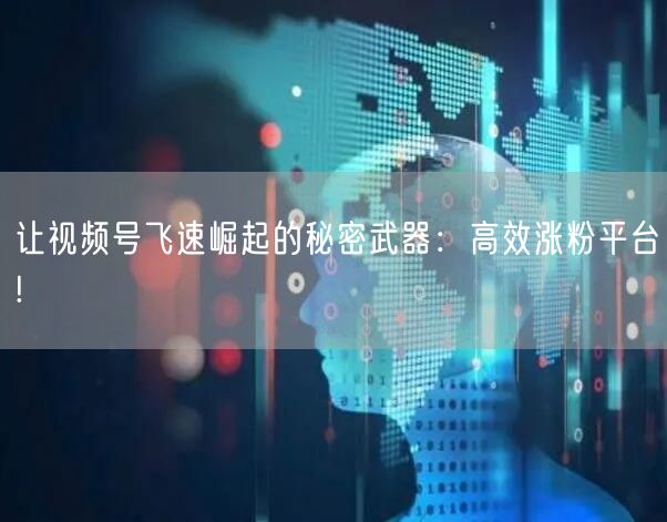 让视频号飞速崛起的秘密武器：高效涨粉平台!