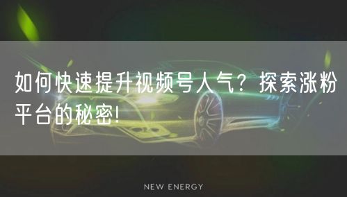 如何快速提升视频号人气？探索涨粉平台的秘密!
